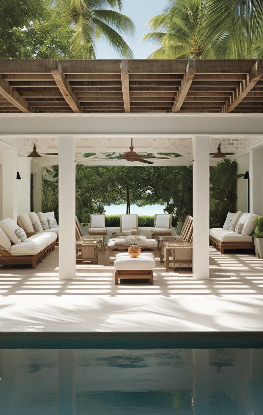 A pergola and pool, rendered