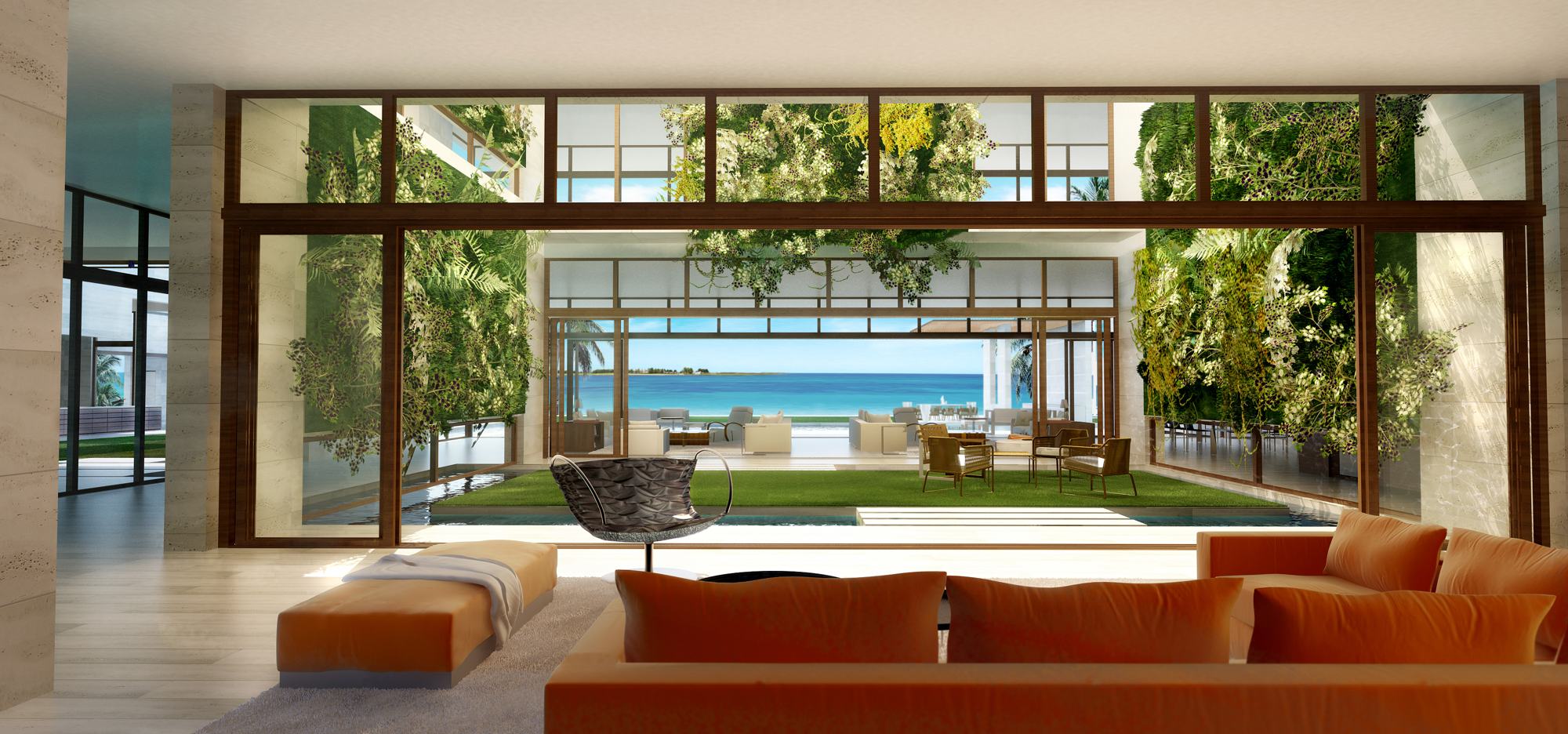 The living room, open to the water
