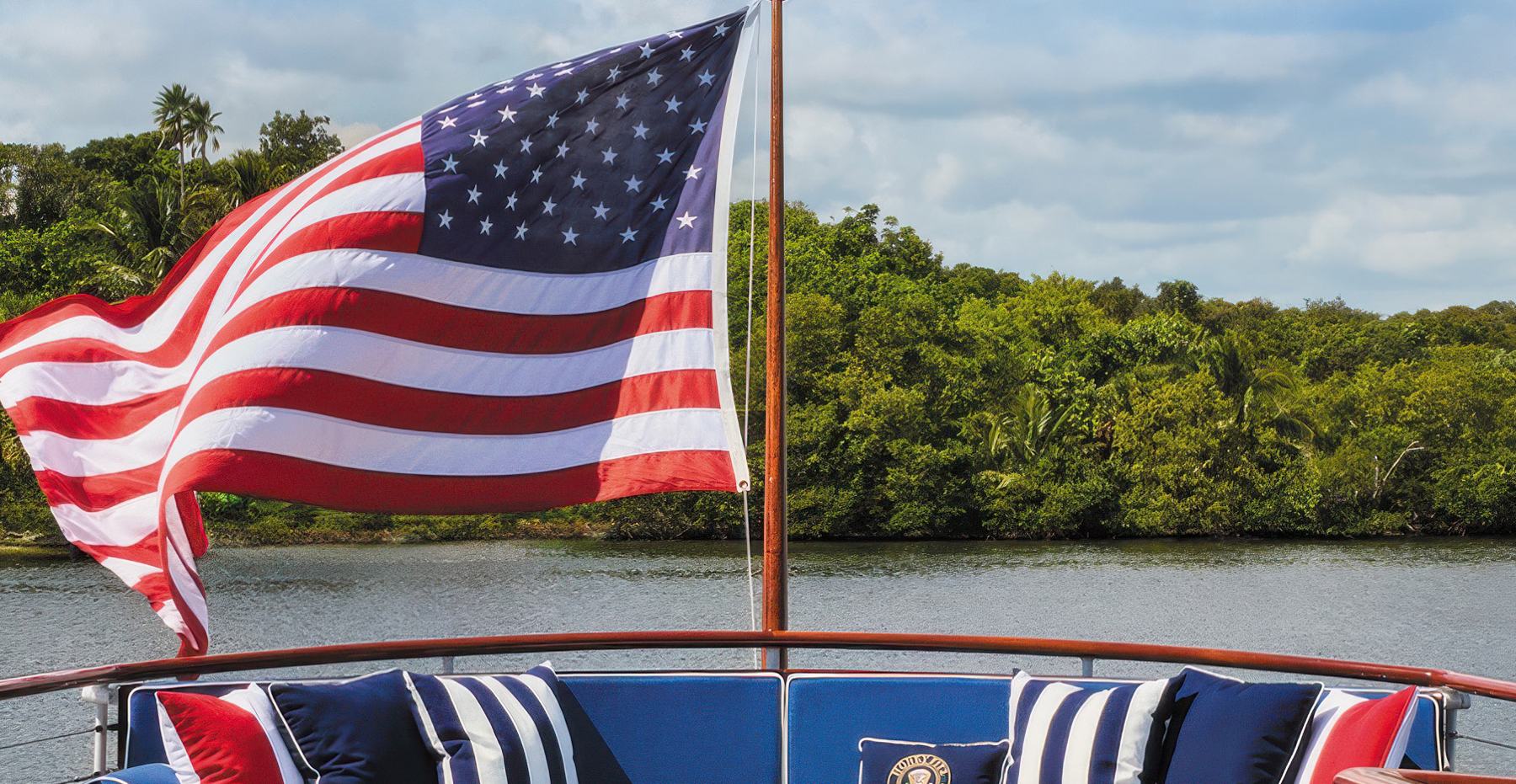 The ensign at the stern