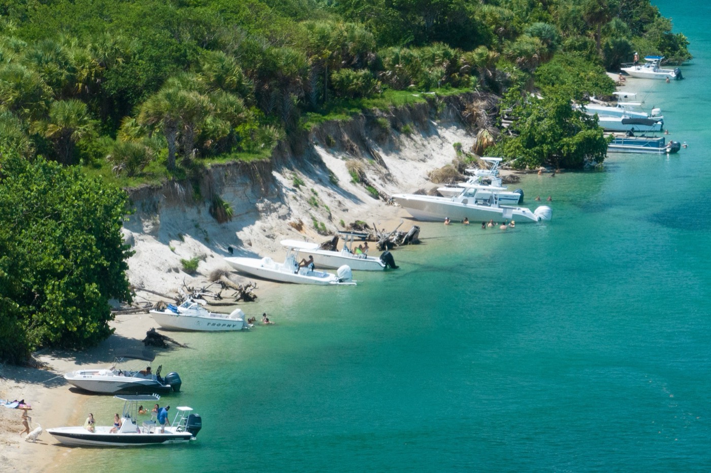 Boats below the bluffs, Coral Cove